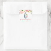 かわいいベビー象赤面ピンクフローラ赤ちゃんシャワー スクエアシール (バッグ)