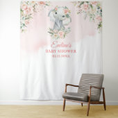かわいいベビー象赤面フローラ金ゴールドベビーシャワー タペストリー (インサイチュ)