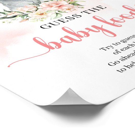 かわいいベビー象赤面推測ベビー食べ物ゲーム ポスター (角)