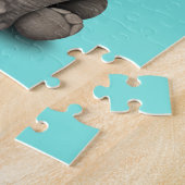 かわいいベビー象Dj身に着けているヘッドホーンおよびガラス ジグソーパズル (側面)