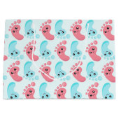 かわいいベビー足の性別によるパーティーバッグ ラージペーパーバッグ (正面)