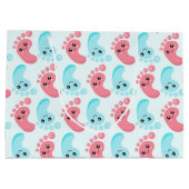 かわいいベビー足の性別によるパーティーバッグ ラージペーパーバッグ (裏面)