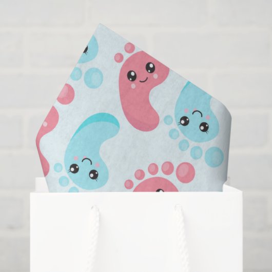 かわいいベビー足ジェンダーがパーティー組織を明らかにする 薄葉紙 (ギフトバッグ)