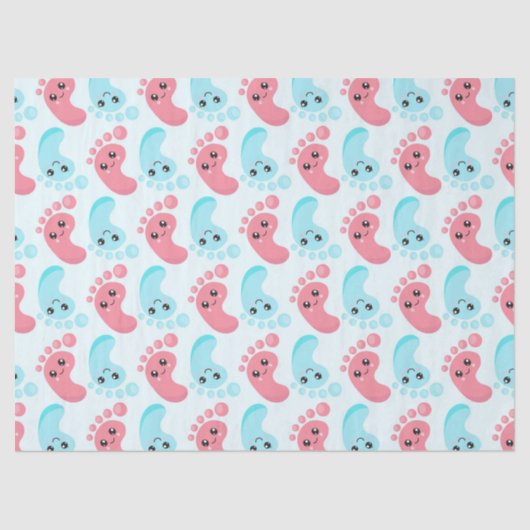 かわいいベビー足ジェンダーがパーティー組織を明らかにする 薄葉紙 (正面)