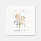 かわいいベビー足ブルーフローラボーイベビーシャワー スタンダードカクテルナプキン (正面)