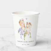 かわいいベビー足ブルーフローラボーイベビーシャワー 紙コップ (裏面)