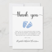 かわいいベビー足ボーイシャワー サンキューカード (正面)