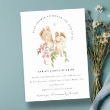 かわいいベビー足赤面ピンクフローラガールベビーシャワー