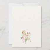 かわいいベビー足赤面ピンクフローラガールベビーシャワー 招待状 (裏面)