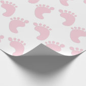 かわいいベビー足跡ピンクガールテーマギフト ラッピングペーパー (角)