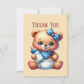 かわいいベビー追加メッセージガールベア サンキューカード (正面)