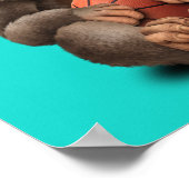 かわいいベビー遊モンキーとバスケットボール ポスター (角)