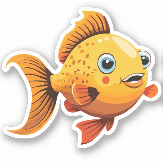かわいいベビー金魚の漫画のキャラクター シール (正面)