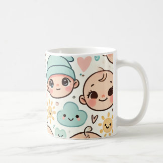 かわいいベビー顔イラストレーションカップ コーヒーマグカップ