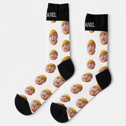 かわいいベビー顔パーソナライズされた写真 ソックス (左)