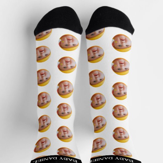 かわいいベビー顔パーソナライズされた写真 ソックス (上部)