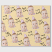 かわいいベビー顔誕生日 | 写パーソナライズされた真 ラッピングペーパー (フラット)