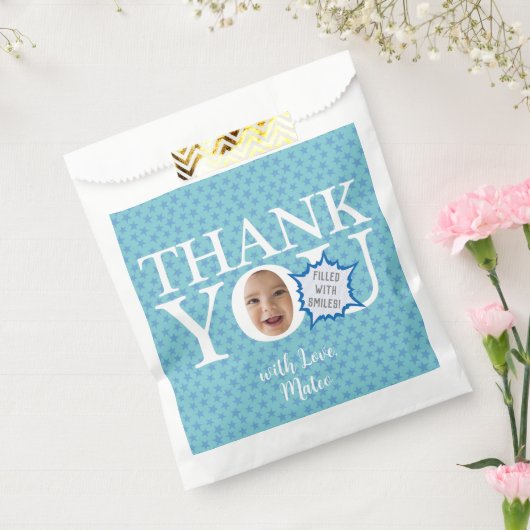 かわいいベビー顔1st誕生日パート |青い星 フェイバーバッグ (封をした状態)