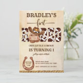 かわいいベビー馬の最初のロデオ小さなカウボーイの誕生日 招待状 (スタンド正面)