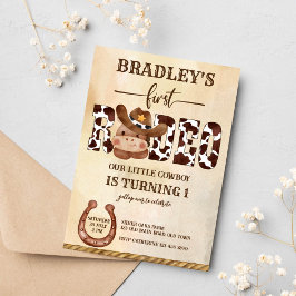 かわいいベビー馬の最初のロデオ小さなカウボーイの誕生日 招待状