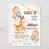 かわいいベビー馬よちよち歩き誕生日パーティー招待状 招待状 (正面)