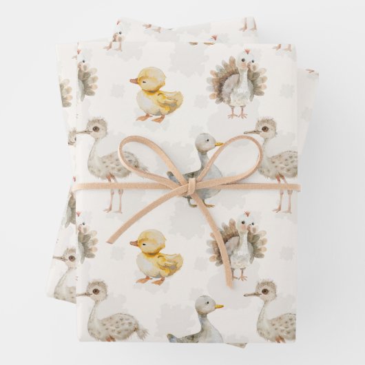 かわいいベビー鳥子供部屋デザイン ラッピングペーパーシート (インサイチュ)