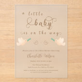 かわいいベビー鳩ベビーシャワーアクリル招待状 アクリル招待状 (正面)