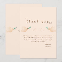 かわいいベビー鳩ベビーシャワーサンキューカード サンキューカード