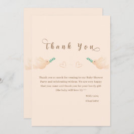 かわいいベビー鳩ベビーシャワーサンキューカード サンキューカード