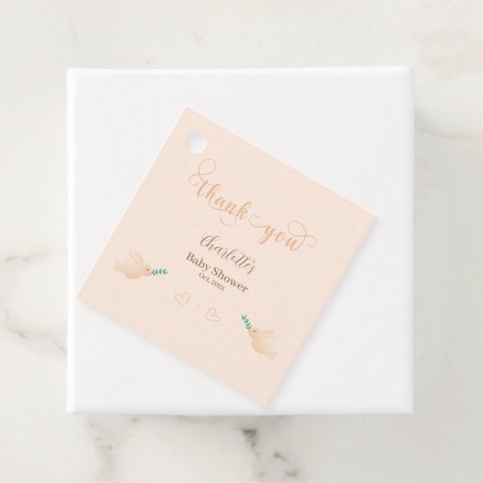 かわいいベビー鳩ベビーシャワーメッセージカード フェイバータグ (インサイチュ)