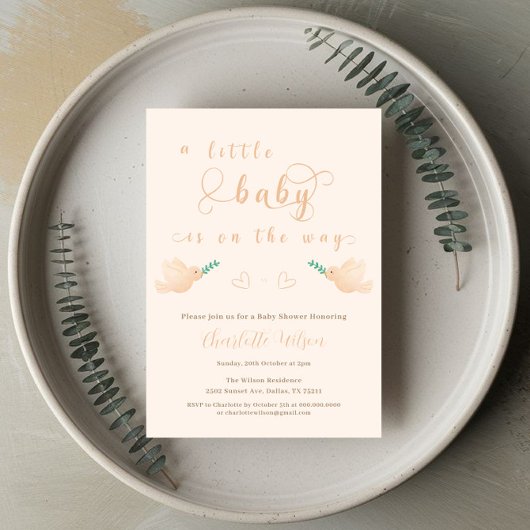 かわいいベビー鳩ベビーシャワー招待状 招待状