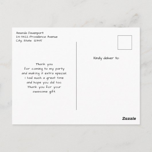 かわいいベビー鹿とギフトありがとう ポストカード (裏面)