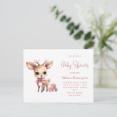 かわいいベビー鹿とギフト赤ちゃんシャワー インビテーションポストカード (スタンド正面)