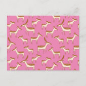 かわいいベビー鹿と家族オンピンク ポストカード (正面)
