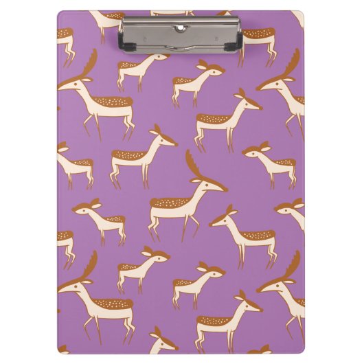 かわいいベビー鹿と家族オンラベンダーパープル クリップボード (正面)