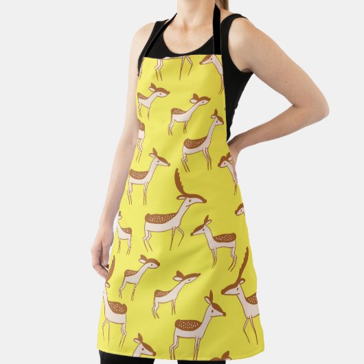 かわいいベビー鹿と家族 エプロン (インサイチュ)