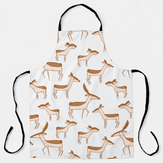 かわいいベビー鹿と家族 エプロン (正面)