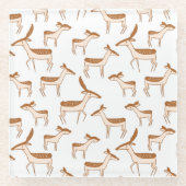 かわいいベビー鹿と家族 ガラスコースター (正面)