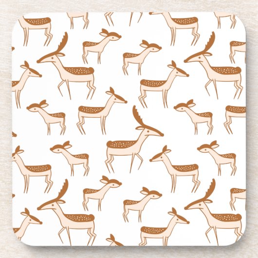 かわいいベビー鹿と家族 コースター (正面)