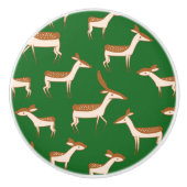 かわいいベビー鹿と家族 セラミックノブ (正面)