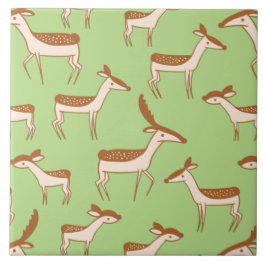 かわいいベビー鹿と家族 タイル