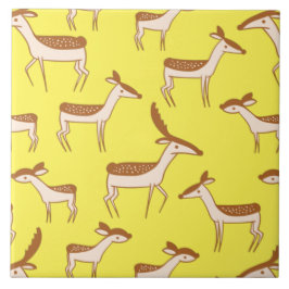 かわいいベビー鹿と家族 タイル