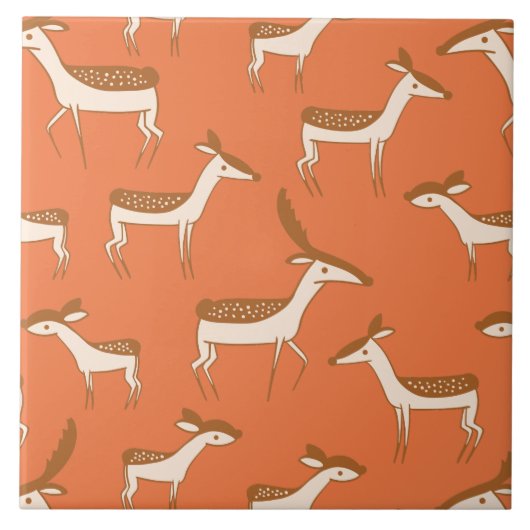 かわいいベビー鹿と家族 タイル (正面)