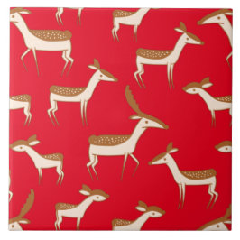 かわいいベビー鹿と家族 タイル