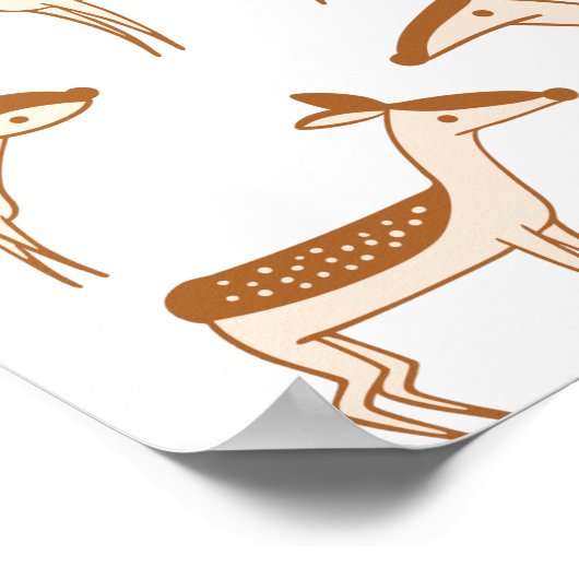 かわいいベビー鹿と家族 ポスター (角)