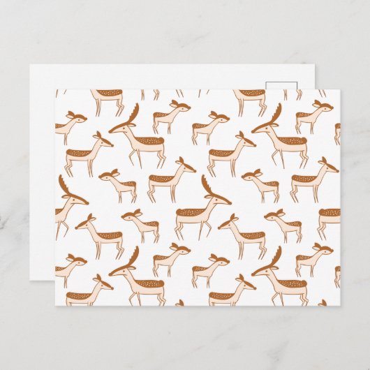 かわいいベビー鹿と家族 ポストカード (正面/裏面)