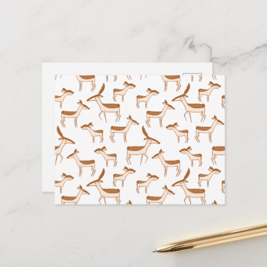 かわいいベビー鹿と家族 ポストカード (正面/裏面インサイチュ)