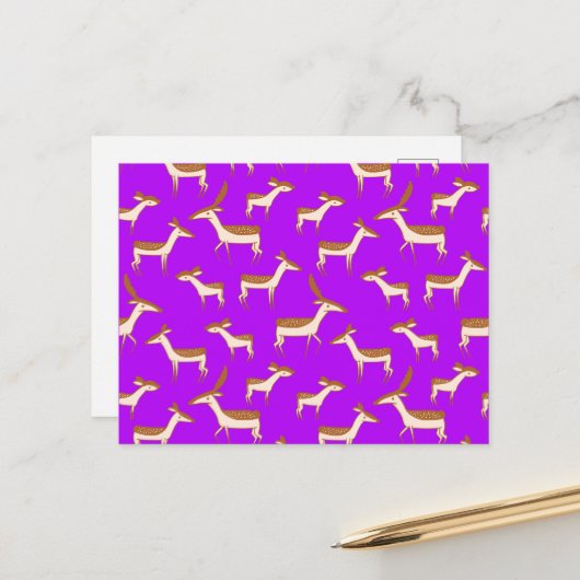 かわいいベビー鹿と家族 ポストカード (正面/裏面インサイチュ)