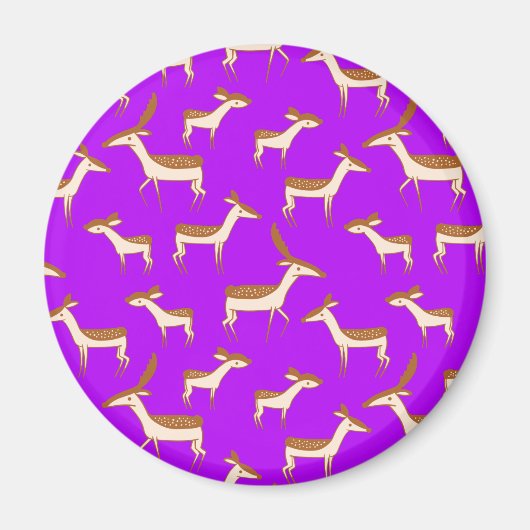 かわいいベビー鹿と家族 マグネット (正面)