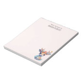 かわいいベビー鹿と〔雄ジカの〕枝角と花 ノートパッド (回転)